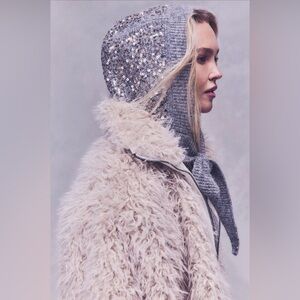 $98! Free People Suki Sparkle Bonnet In Grey NWOT